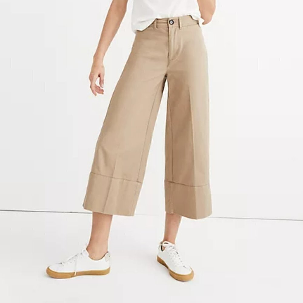 Madewell Langford wide leg crop pants twill high rise tan light latte 24